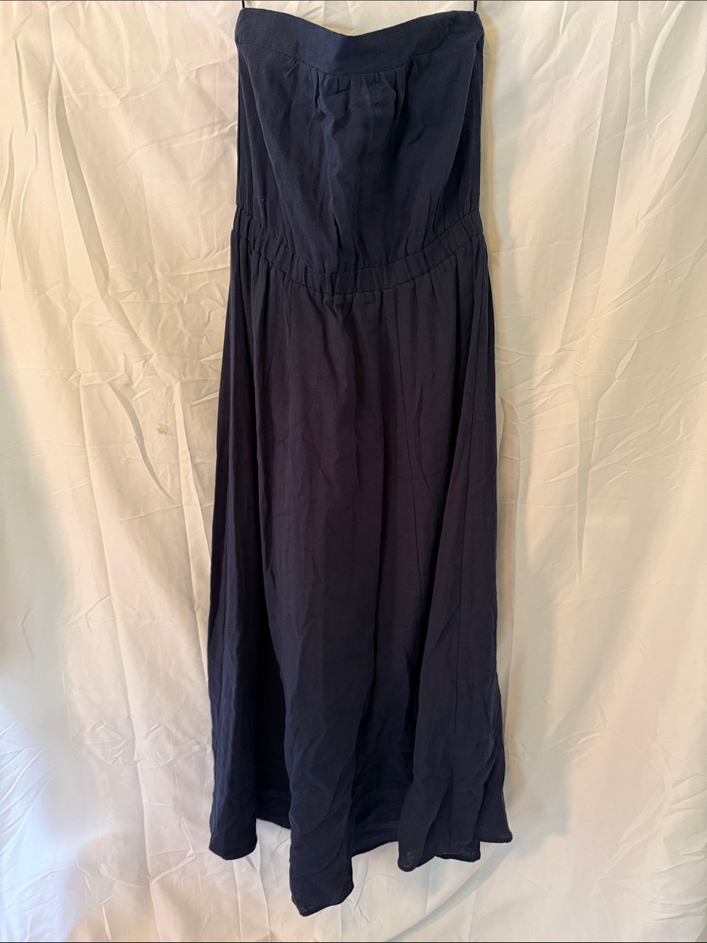 Strapless Navy Cotton Maxi Dress